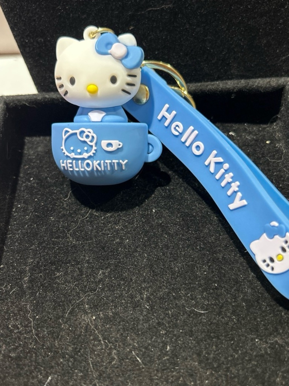 Hello Kitty Blue Cup Silicone Keychain Charm by Sanrio